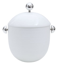 J.L Coquet, Hémisphère White Satin, Soup tureen, stainless steel accessories