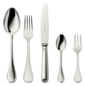 Robbe & Berking, Französisch-perl cutlery, silver plated, 5 - piece place setting