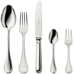 Robbe & Berking, Französisch-perl cutlery, sterling silver, 5 - piece place setting