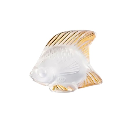 Lalique, Fish sculptures, Fish sculpture, gold stamped
