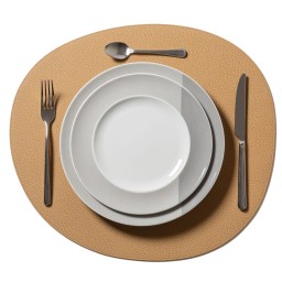 Giobagnara, Maris placemats and coasters by Kelly Wearstler, Round placemat, cappuccino