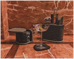 Giobagnara, Maris bar accessories by Kelly Wearstler, Marble coaster holder