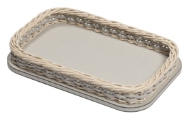 Pigment France, Orsay leather & rattan trays, Rectangular tray, mini