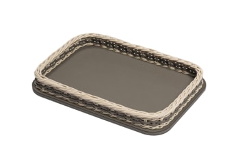 Pigment France, Orsay leather & rattan trays, Rectangular tray, small