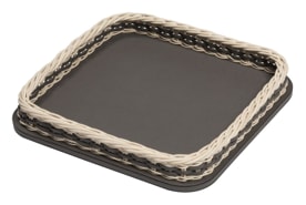 Pigment France, Orsay leather & rattan trays, Square tray, mini