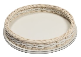 Pigment France, Orsay leather & rattan trays, Round tray, mini