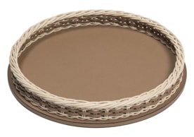 Pigment France, Orsay leather & rattan trays, Round tray, small