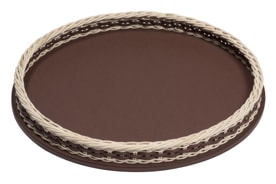 Pigment France, Orsay leather & rattan trays, Round tray, large
