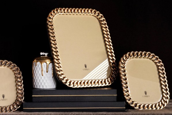 L'Objet picture frames: Rectangular Pave, Side Eye, Curtain Up, Ray, Braid, Stars, Concorde, Cuban, Leopard, Scales, Garland