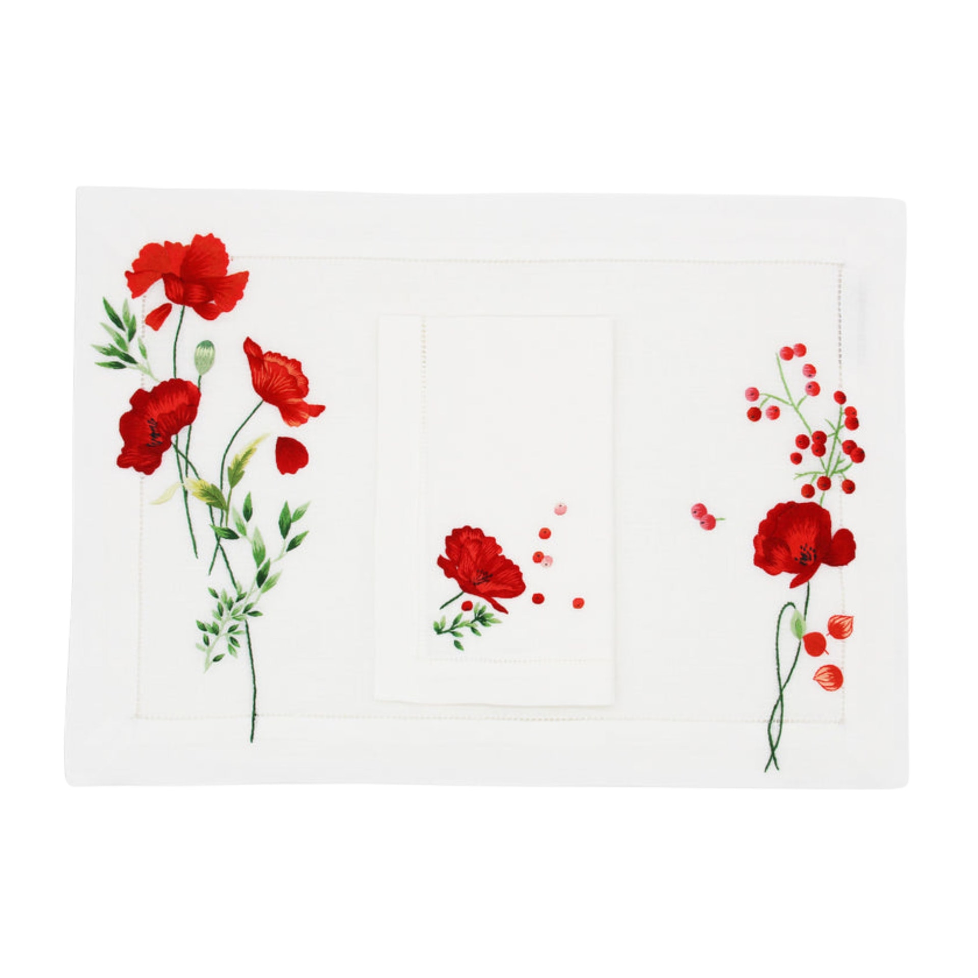 Valombreuse, Coquelicot table linen, Placemat and napkin set