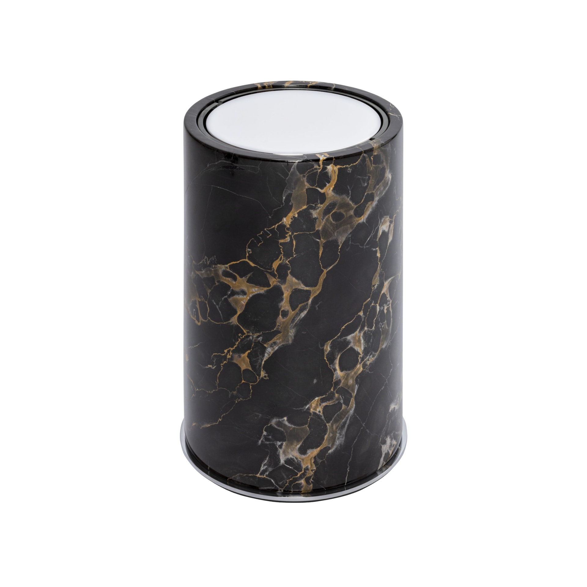 Giobagnara, Positano Black Portoro Marble Bathroom set, Round bin