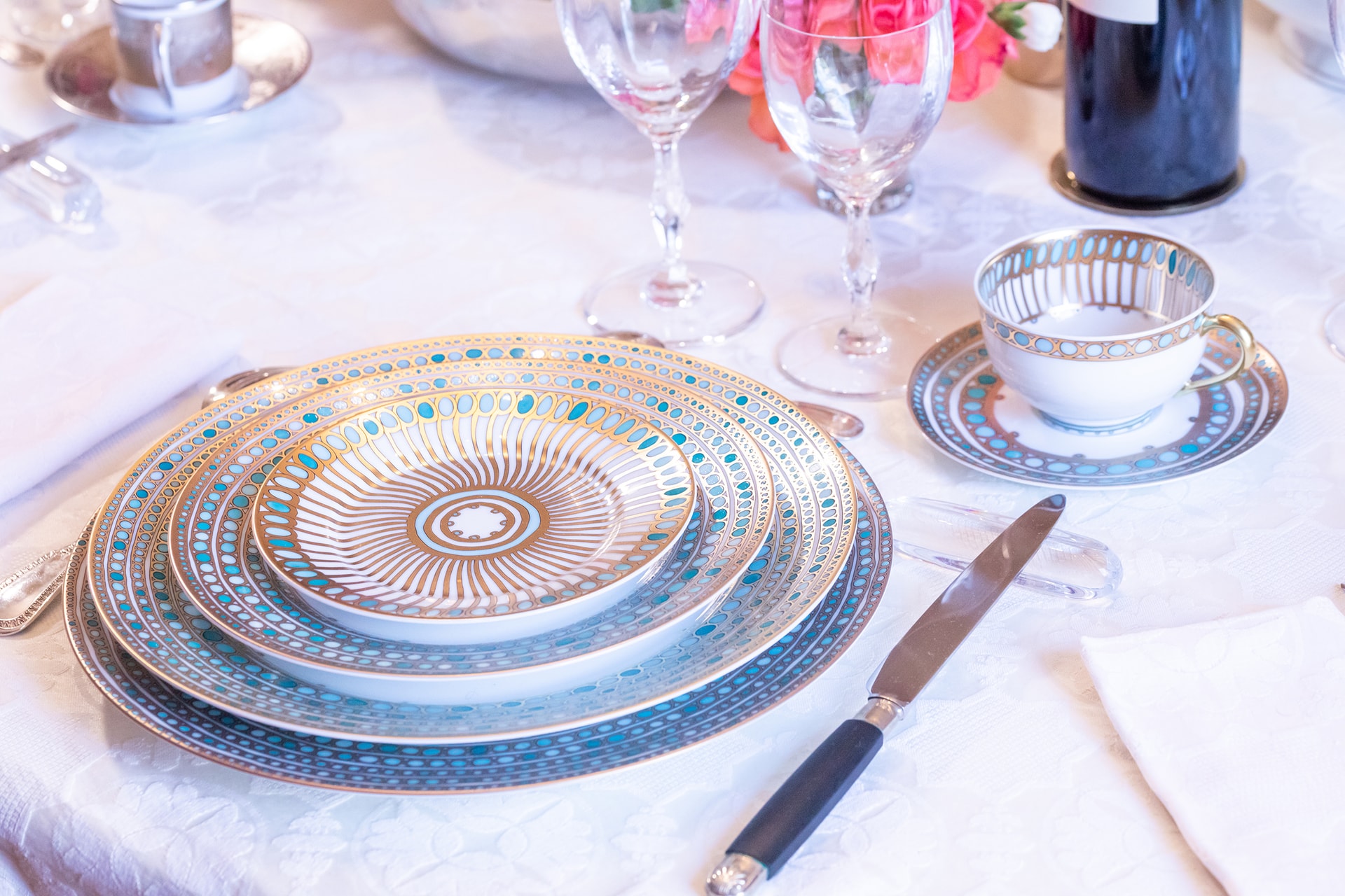 Robert Haviland & C. Parlon, Syracuse Turquoise, Grand dining set for 8 persons
