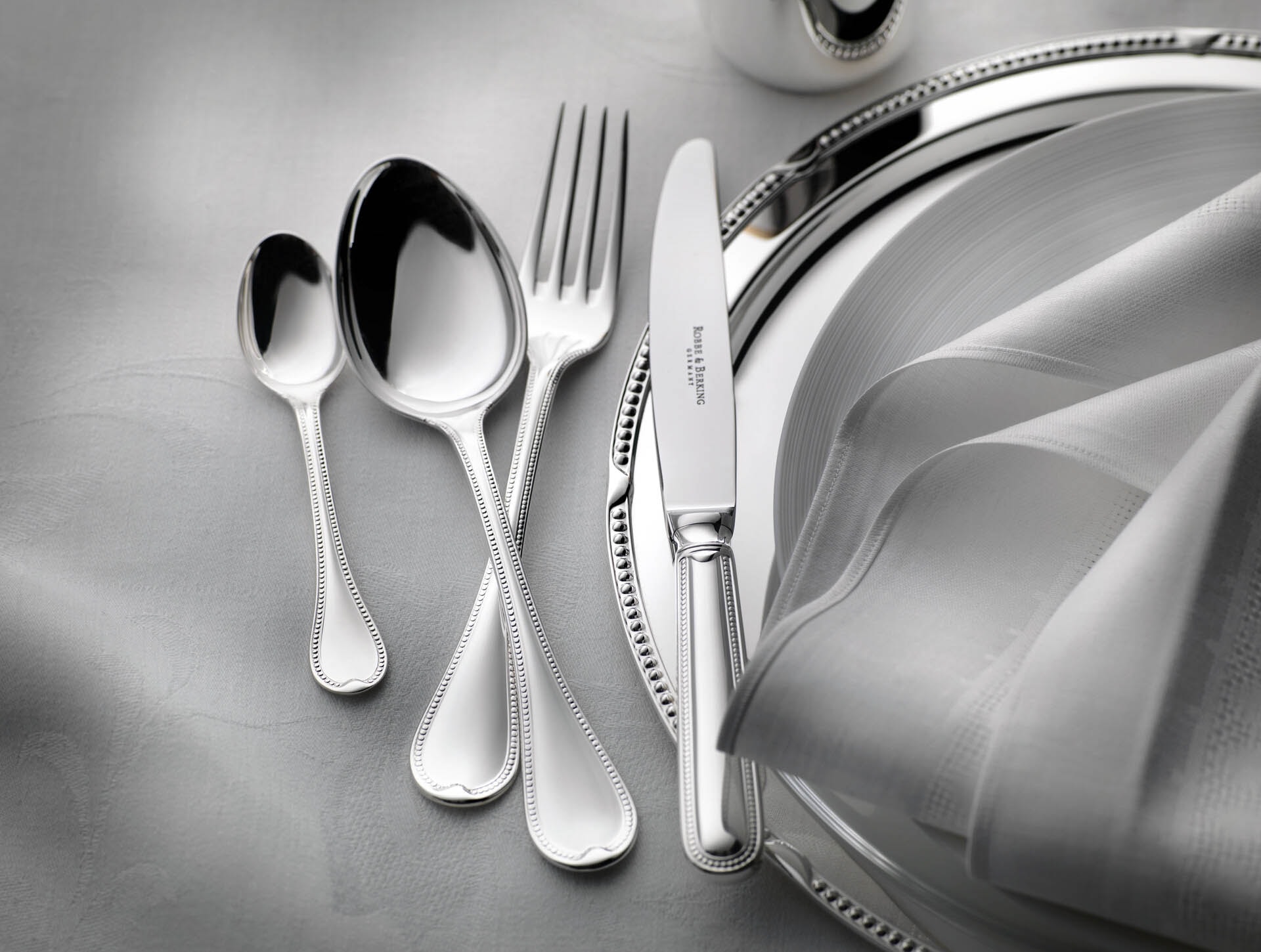 Robbe & Berking, Französisch-perl cutlery, sterling silver, 24 - piece set