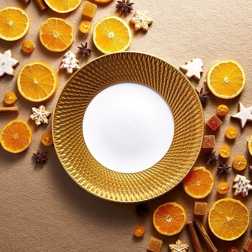 Bernardaud, Twist Gold, Set of 4 tea cups and saucers