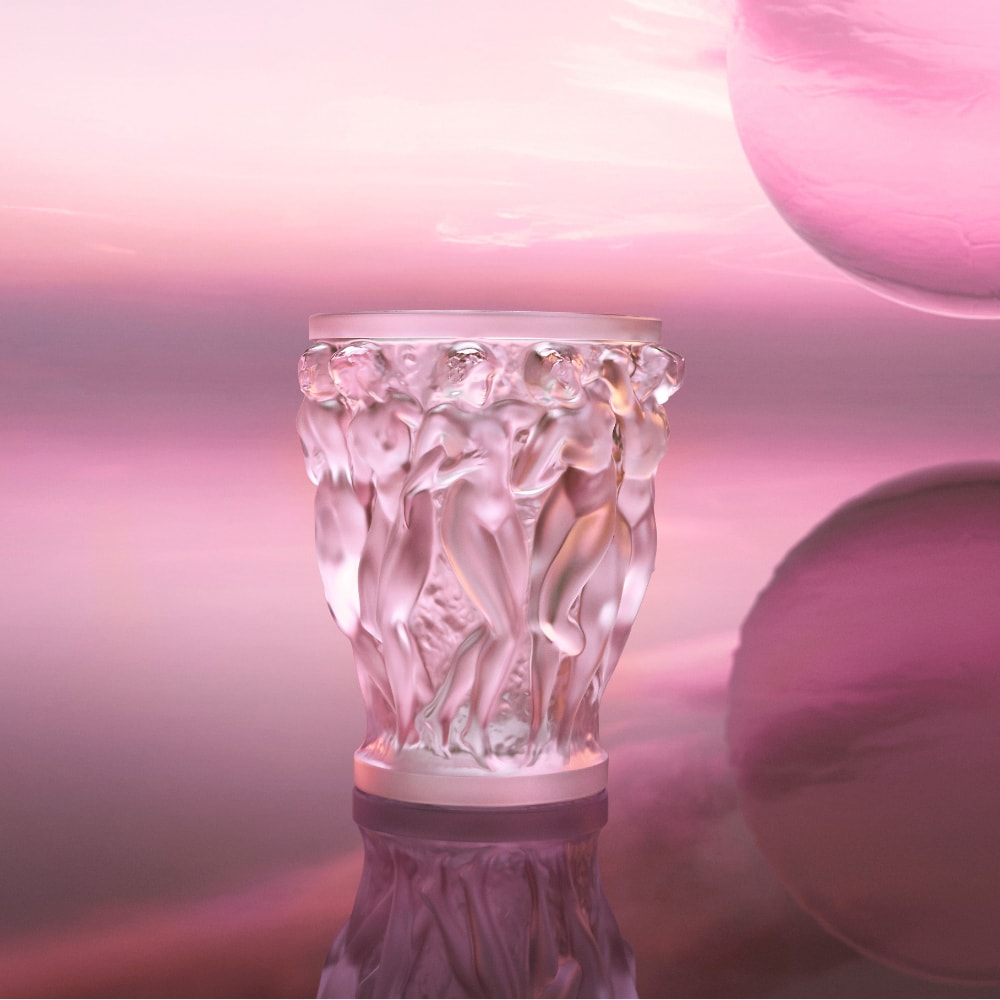Lalique, Bacchantes vases, Vase, pink luster