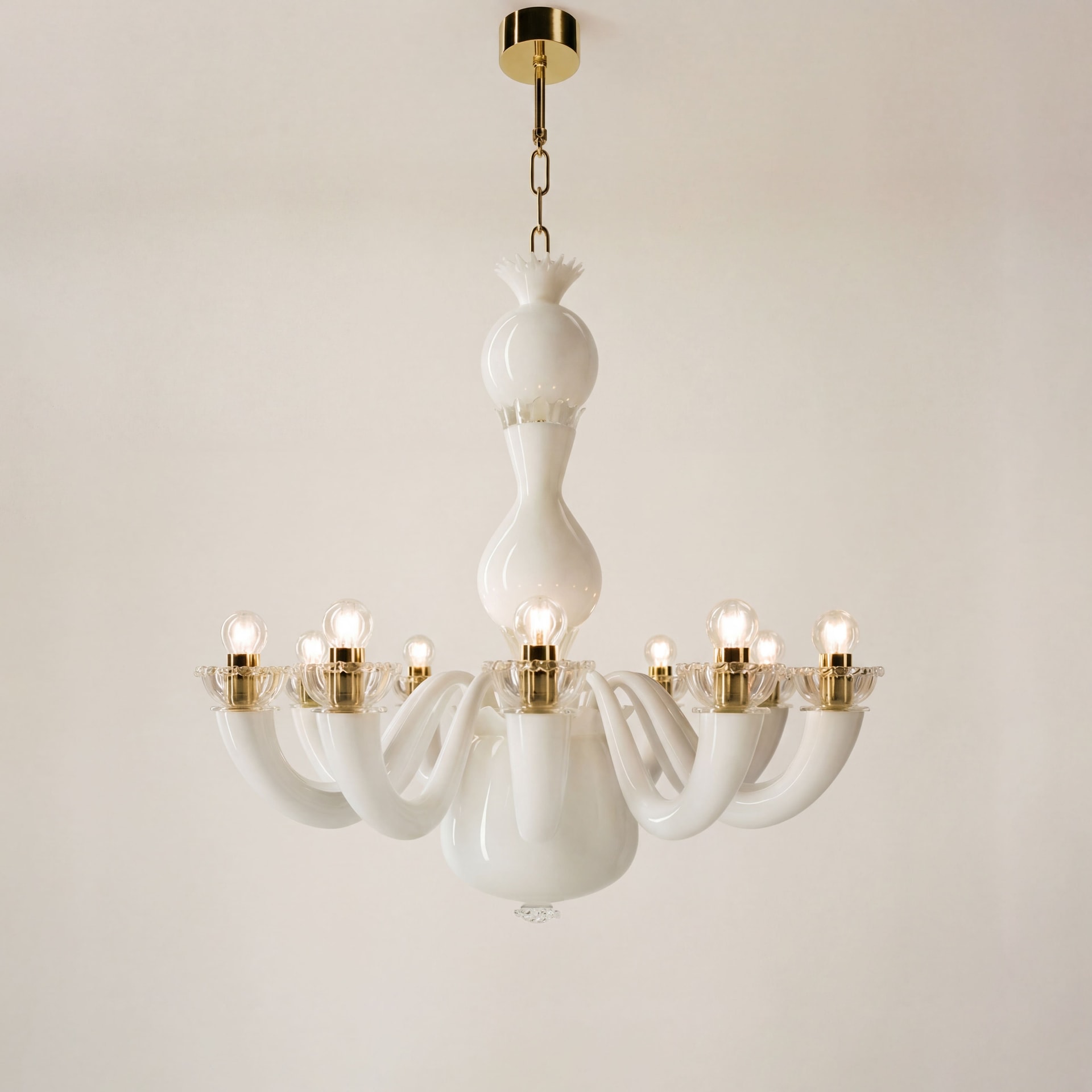 Venini, Art Light, Gio Ponti chandelier, white