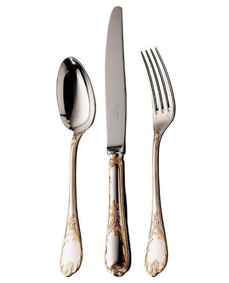 Christofle, Marly, silver plated - gold accent, Dessert spoon