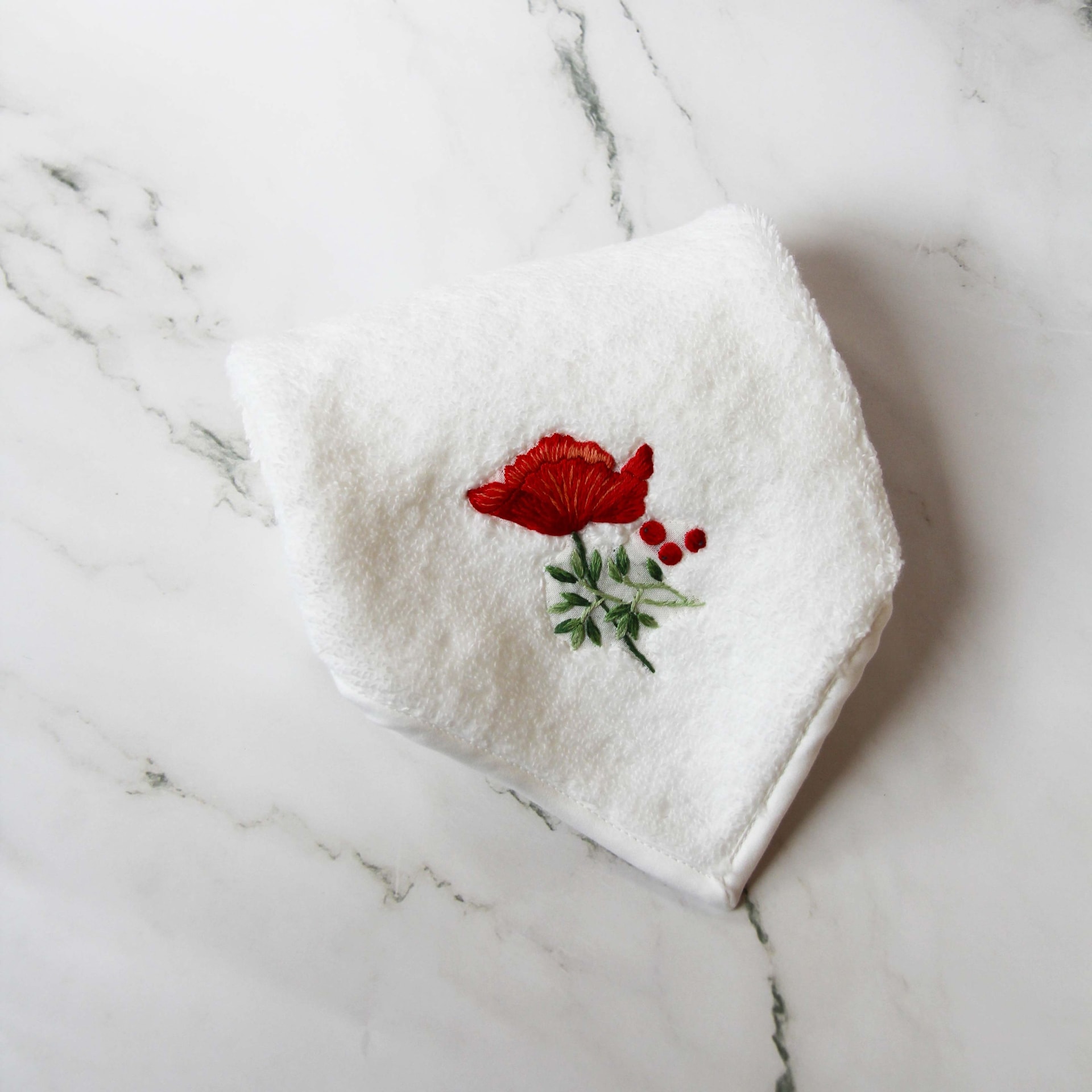 Valombreuse, Coquelicot bath linen, Face Towel