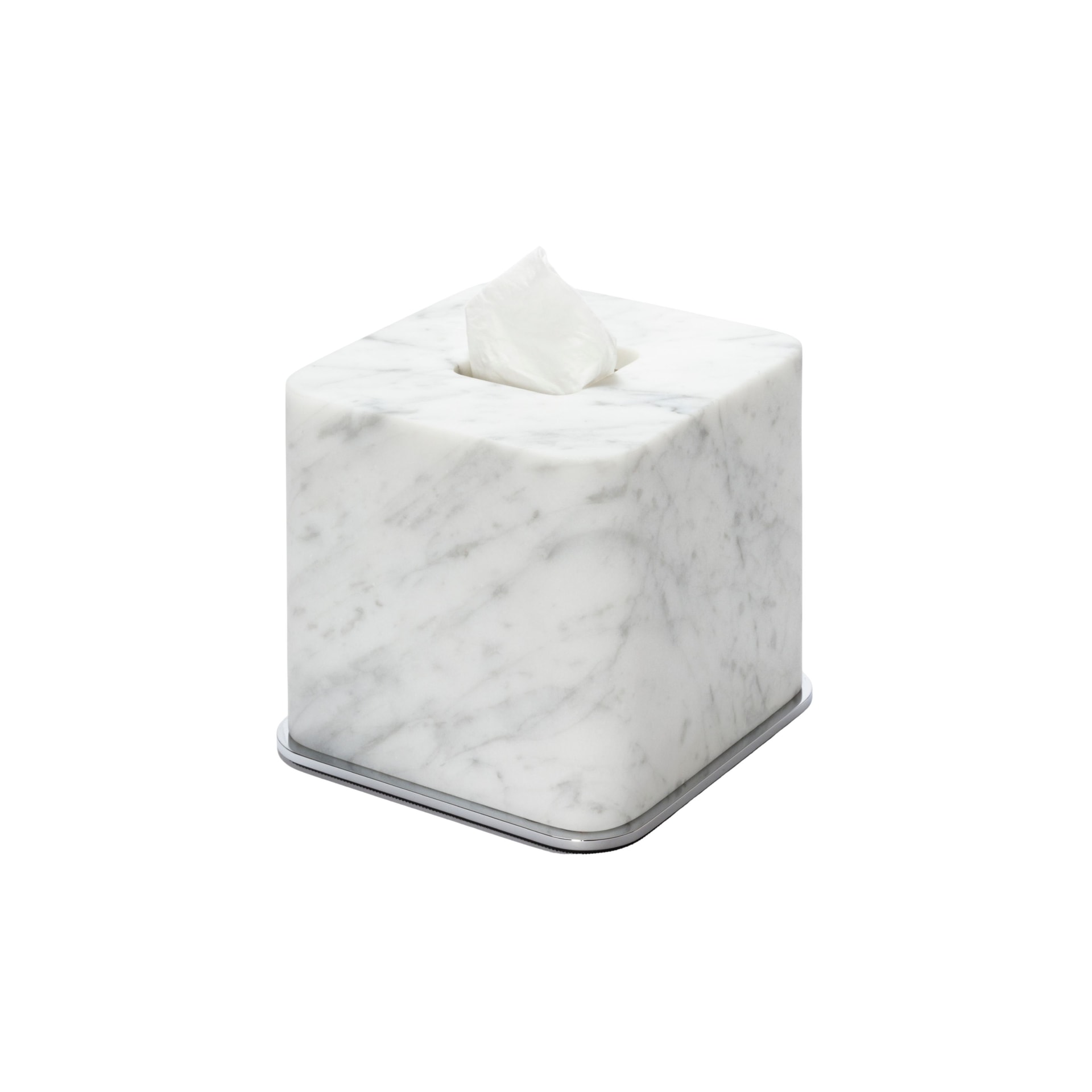 Giobagnara, Polo Arabescato White Marble Bathroom Set, Square tissue holder
