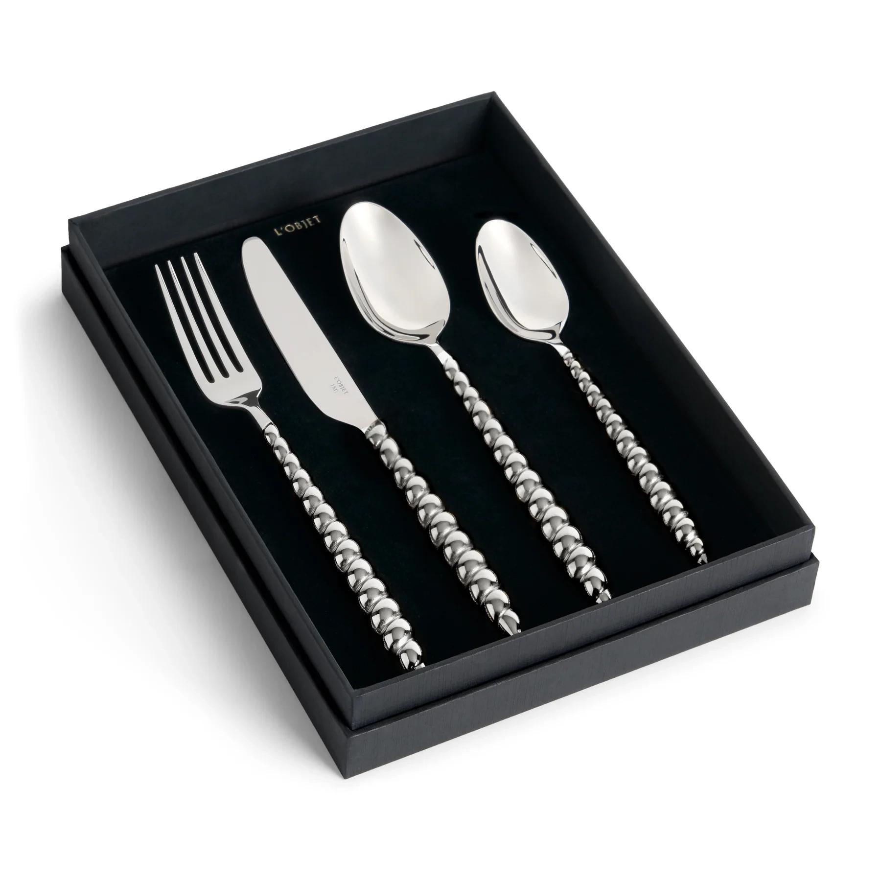 L'Objet, Homeware Collection by Jessica McCormack, Flatware set for 1 person, 4 pieces, silver