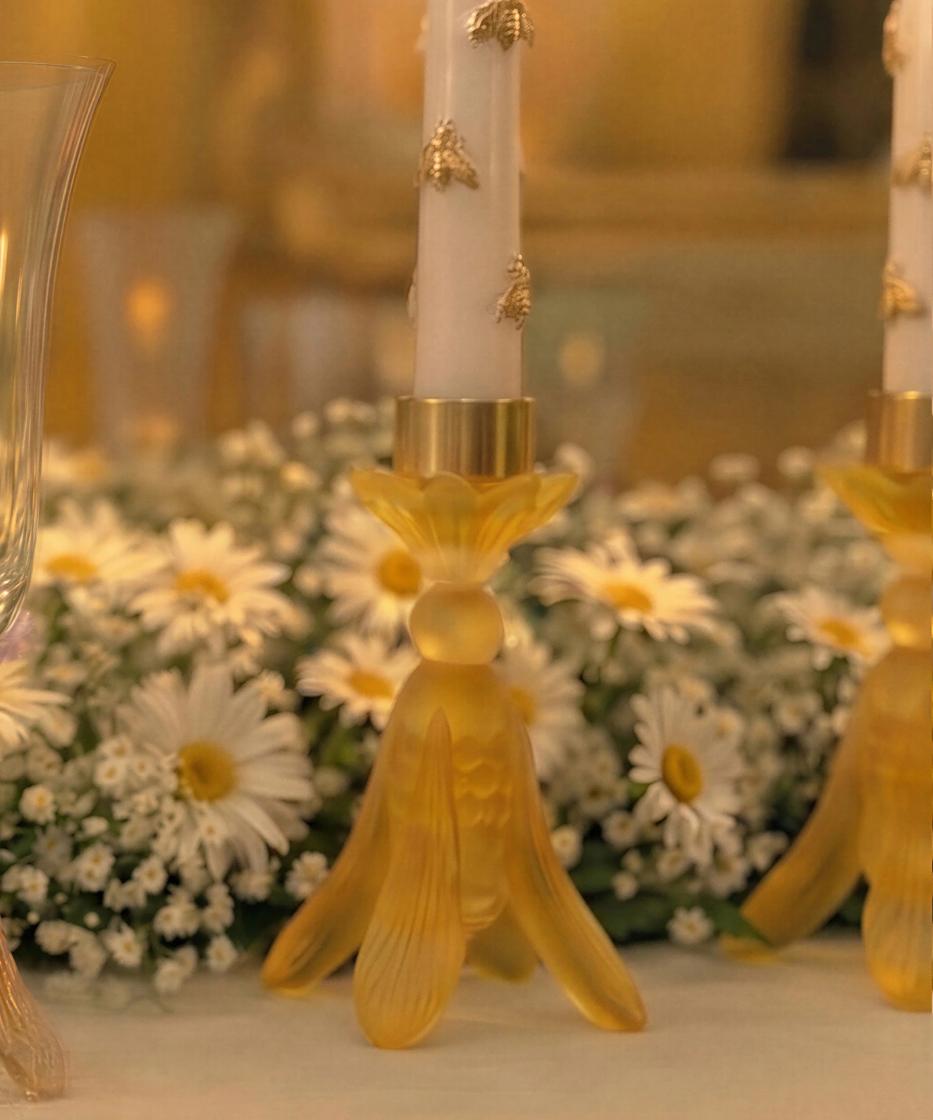 Daum, Or d'Abeille, Candle holder and taper candle