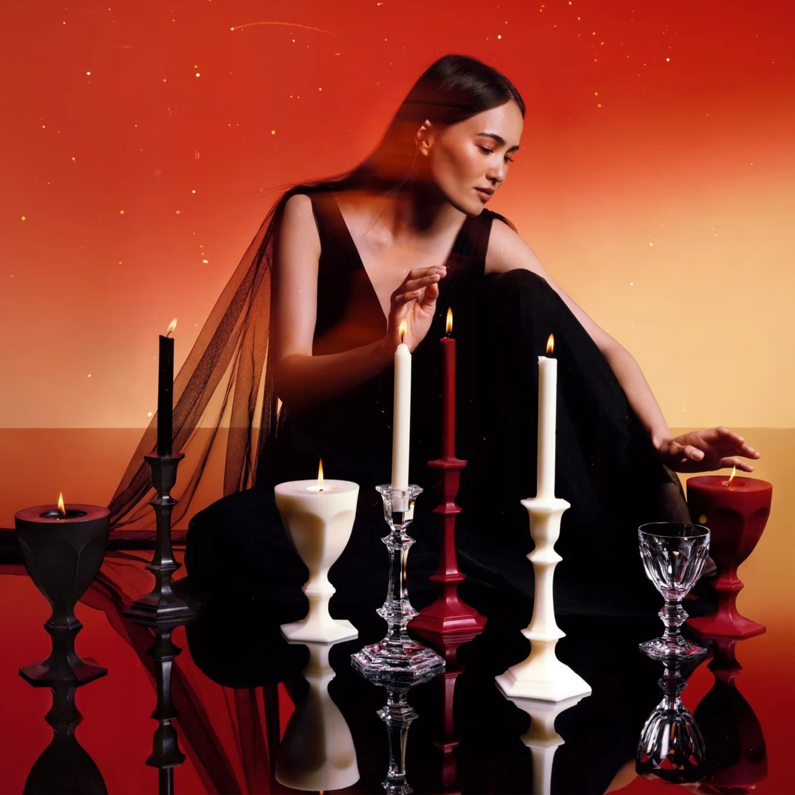 Baccarat, Harcourt candles, Candlestick candle, black