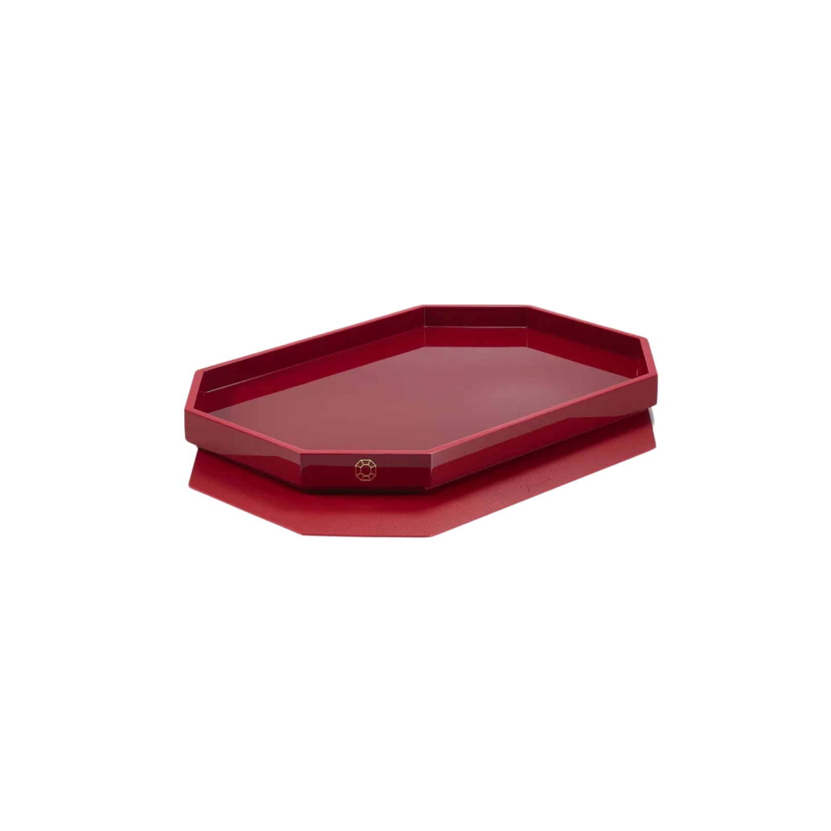 Baccarat, Octogone trays and coasters, Tray small, red