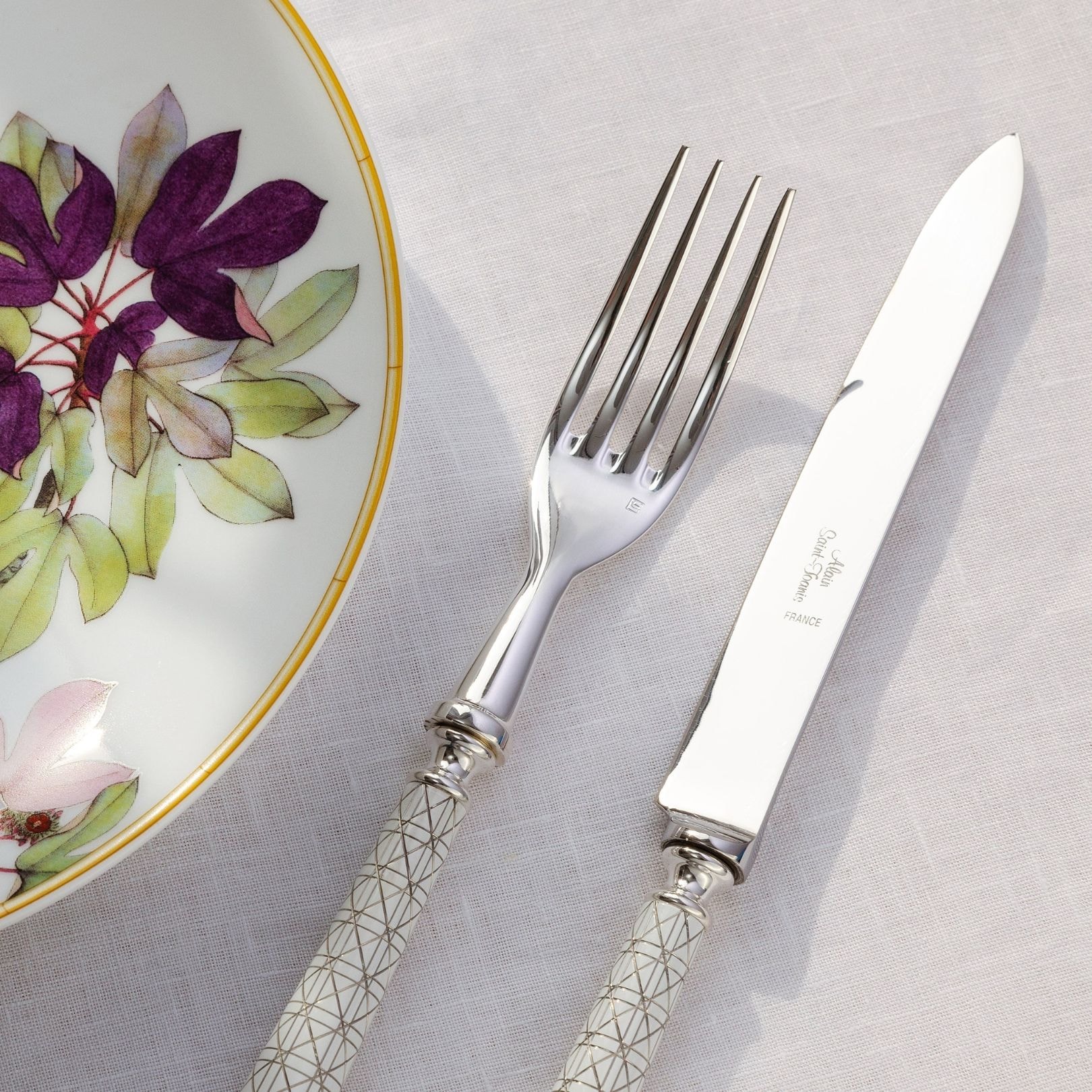 Alain Saint-Joanis, Croisette White, silver plated, Table knife