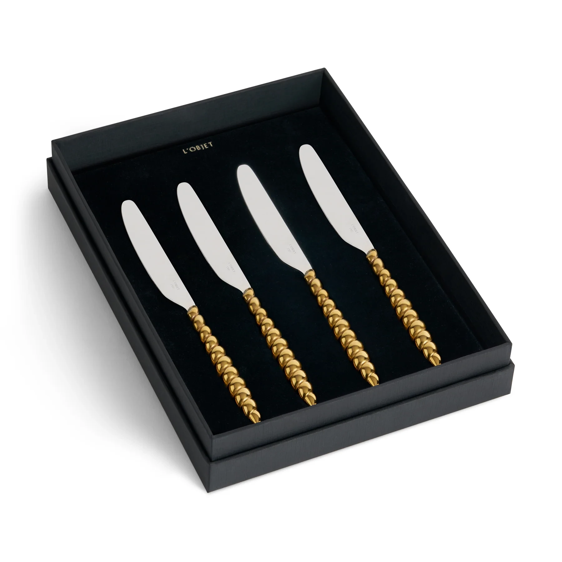 L'Objet, Homeware Collection by Jessica McCormack, Set of 4 dinner knives, gold