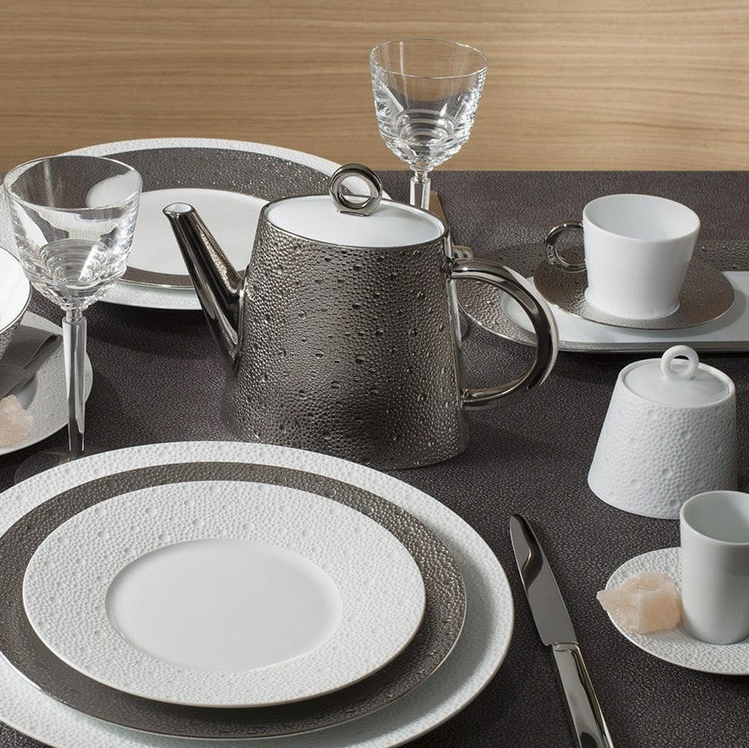 Bernardaud, Ecume Platinum, Set of 2 coffee cups & saucers