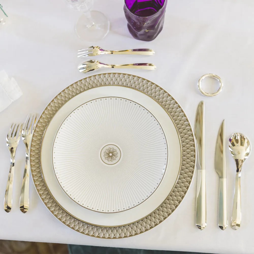 Christofle, Malmaison Impériale Platinum, Grand dining set for 8 persons