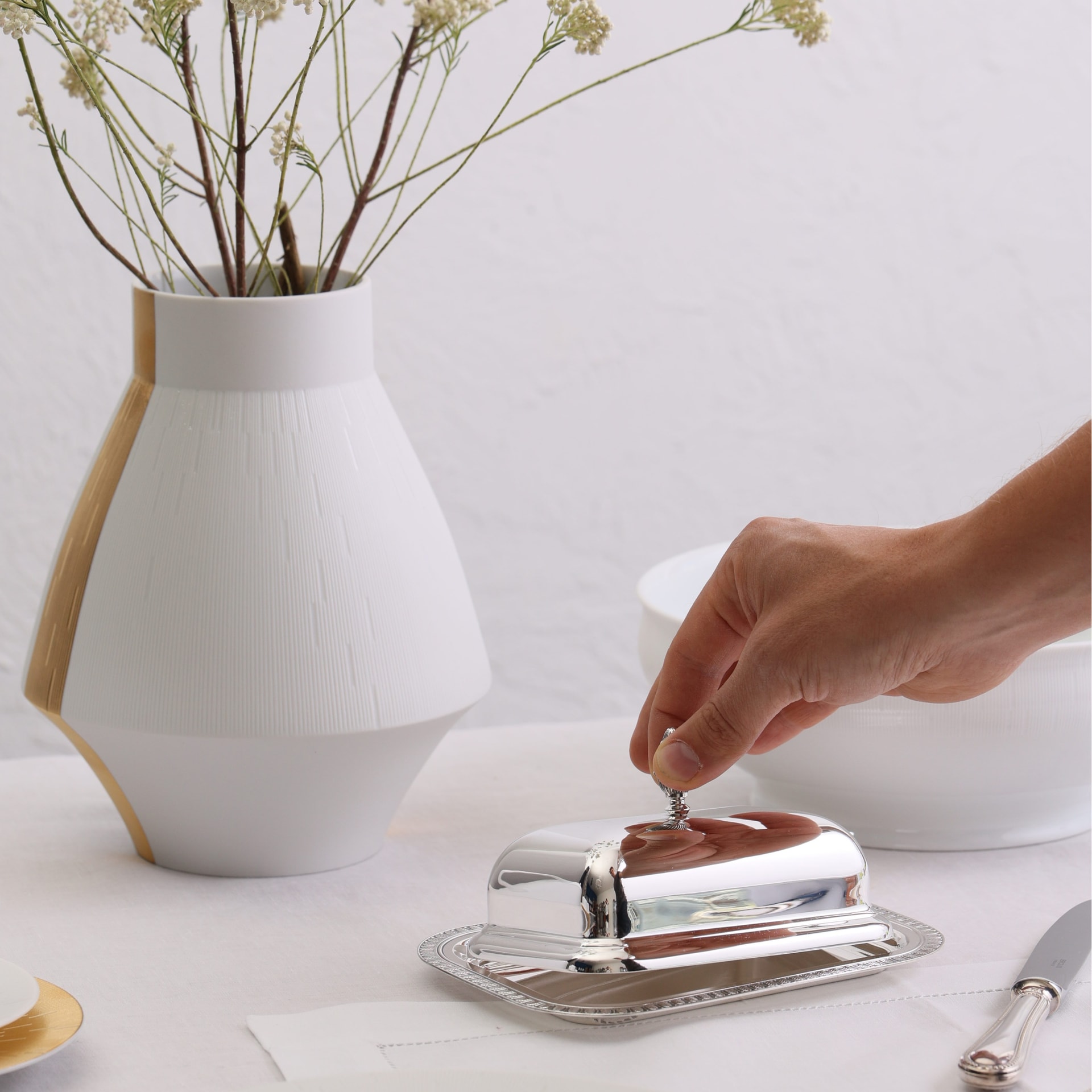 Christofle, Malmaison accessories, Vegetable dishe with lid