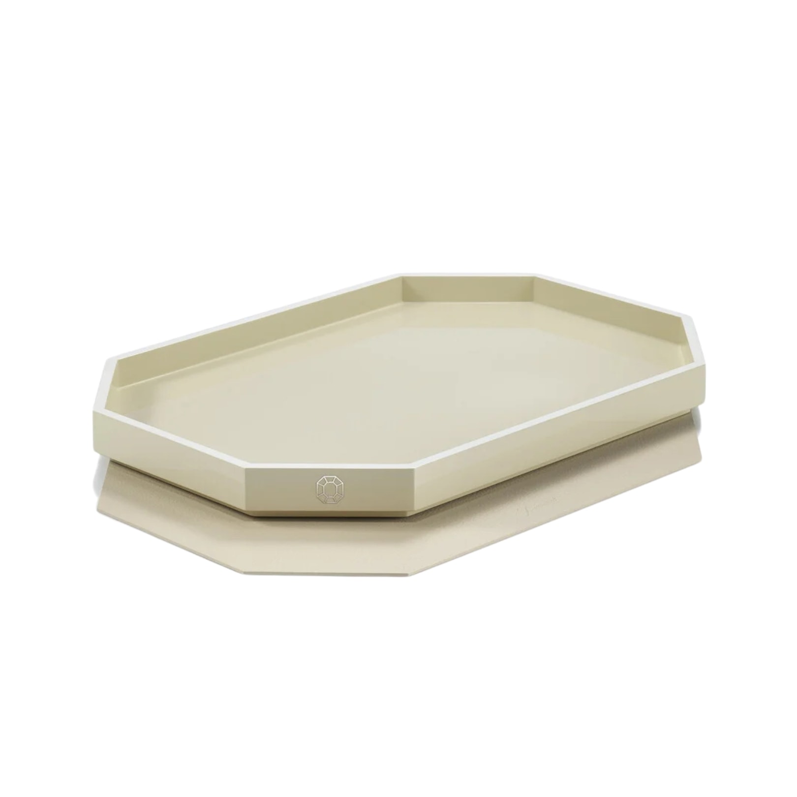 Baccarat, Octogone trays and coasters, Tray large, ivory