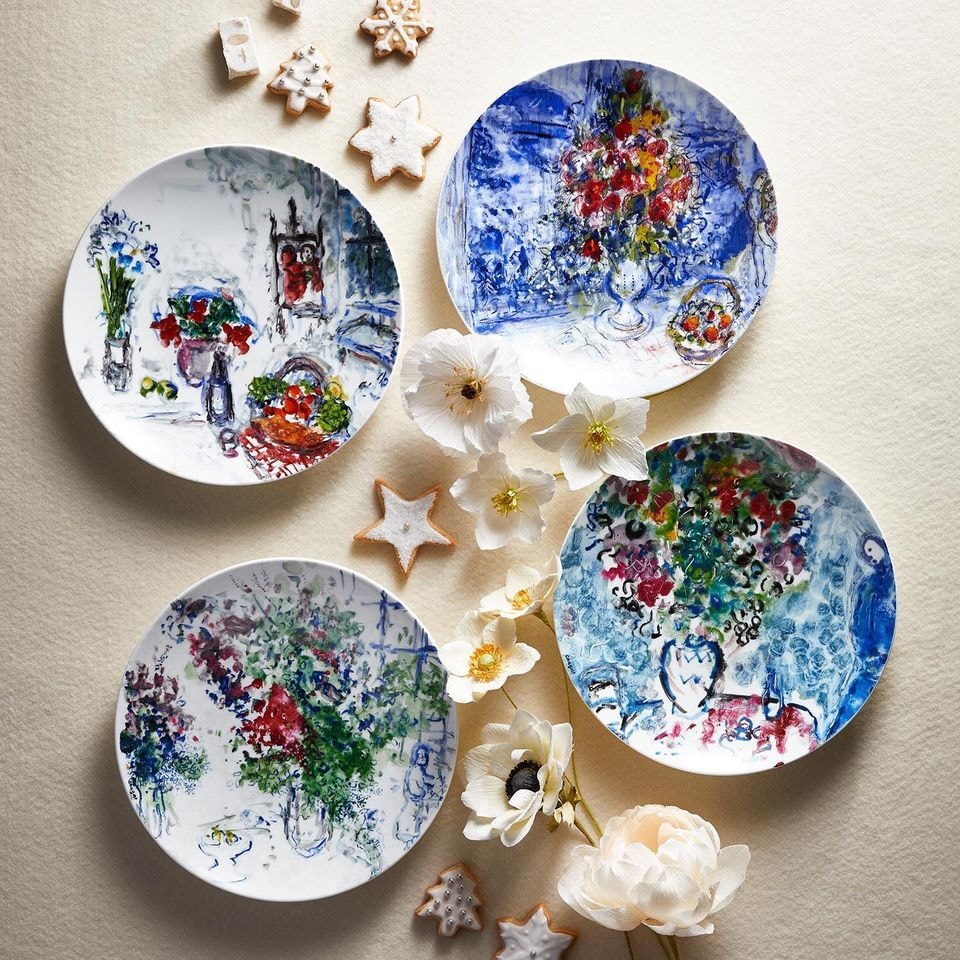 Bernardaud, Les Bouquets de Fleurs - Marc Chagall, Set of 4 salad plates