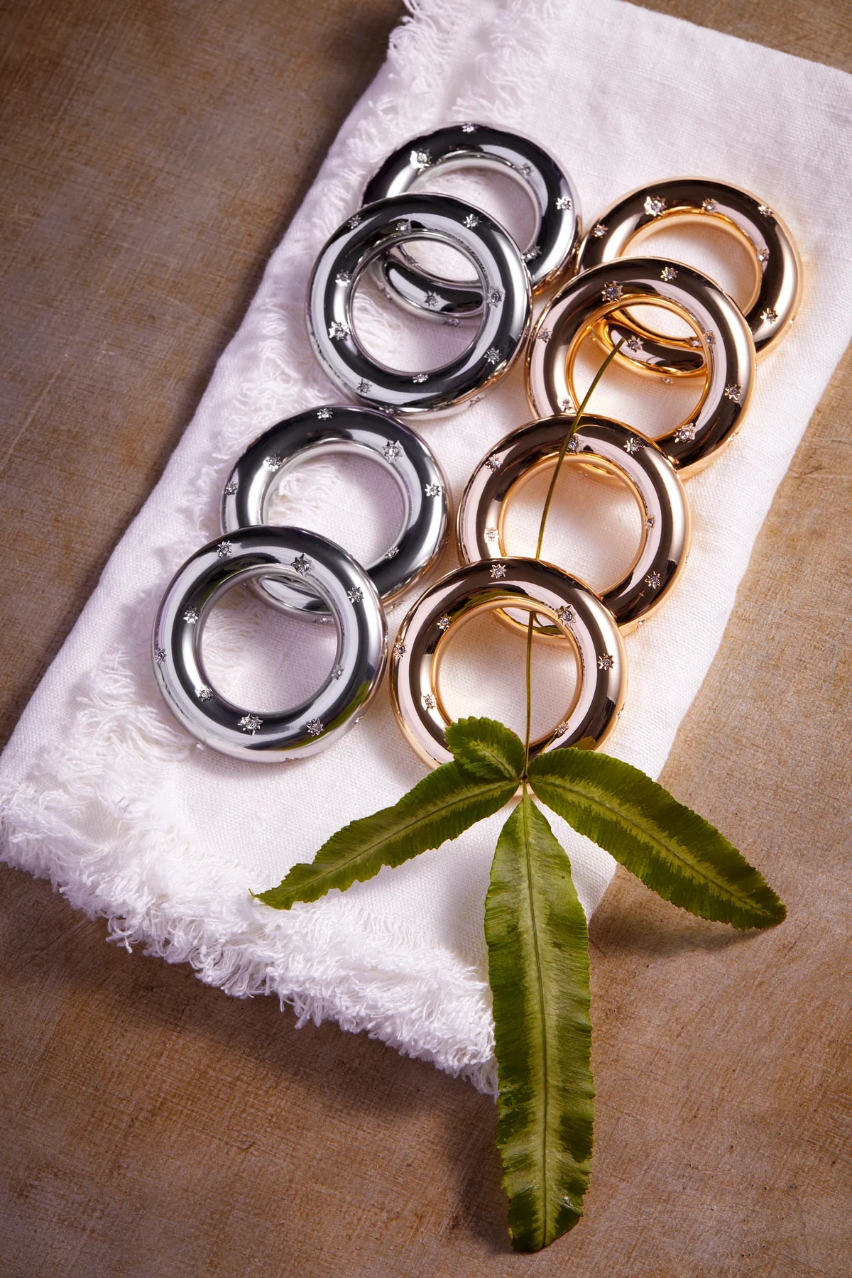 L'Objet, Napkin Jewels, Stars Napkin rings, set of 4