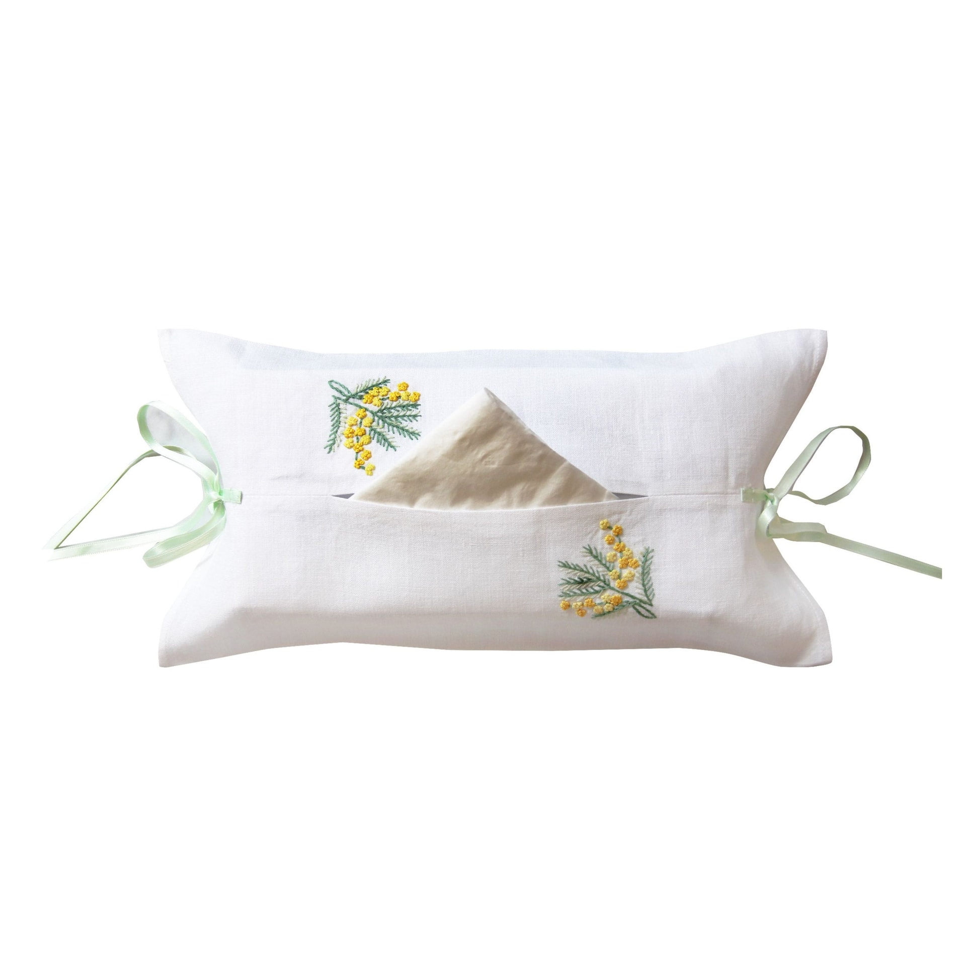 Valombreuse, Mimosa table linen, Rectangular tissue box cover