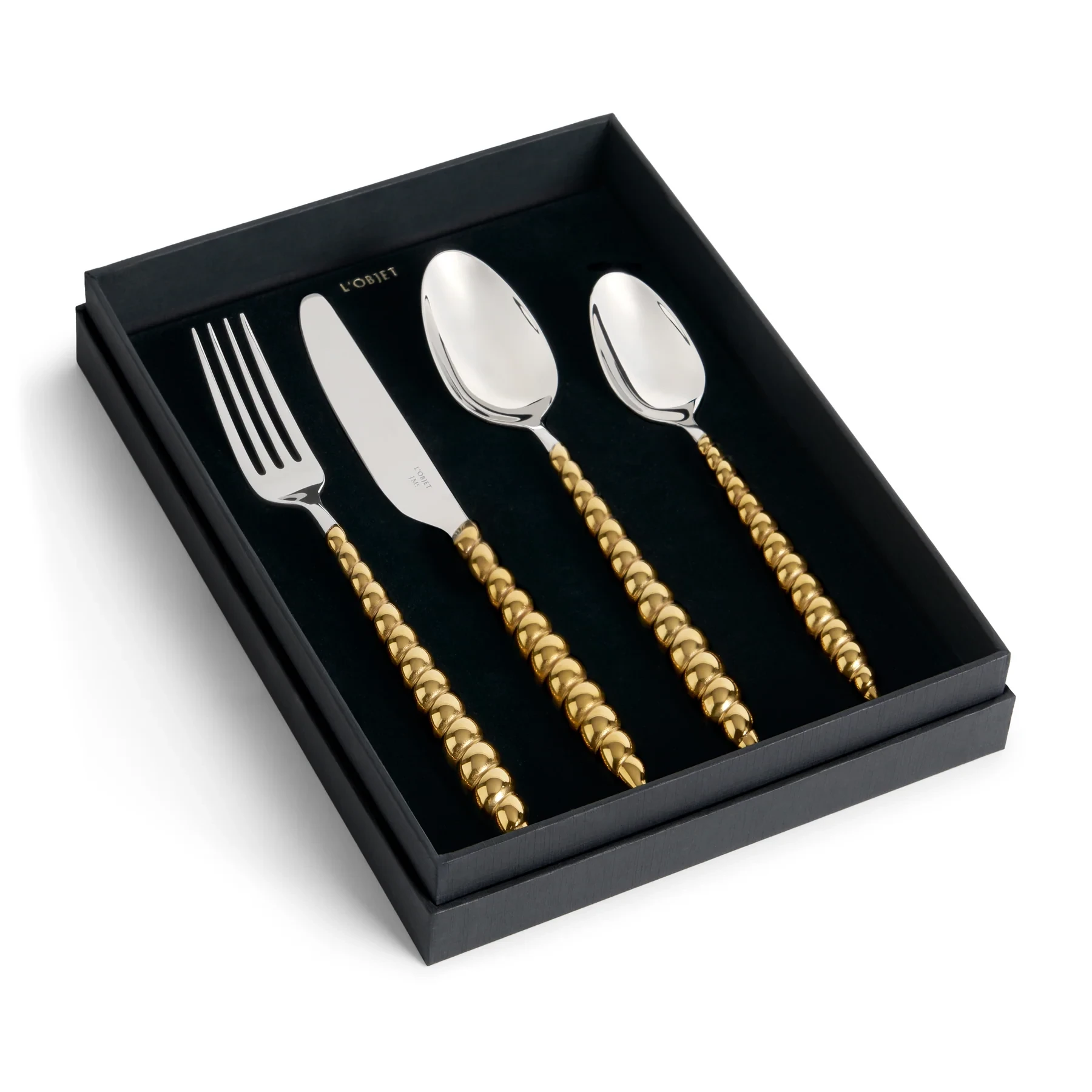 L'Objet, Homeware Collection by Jessica McCormack, Flatware set for 1 person, 4 pieces, gold