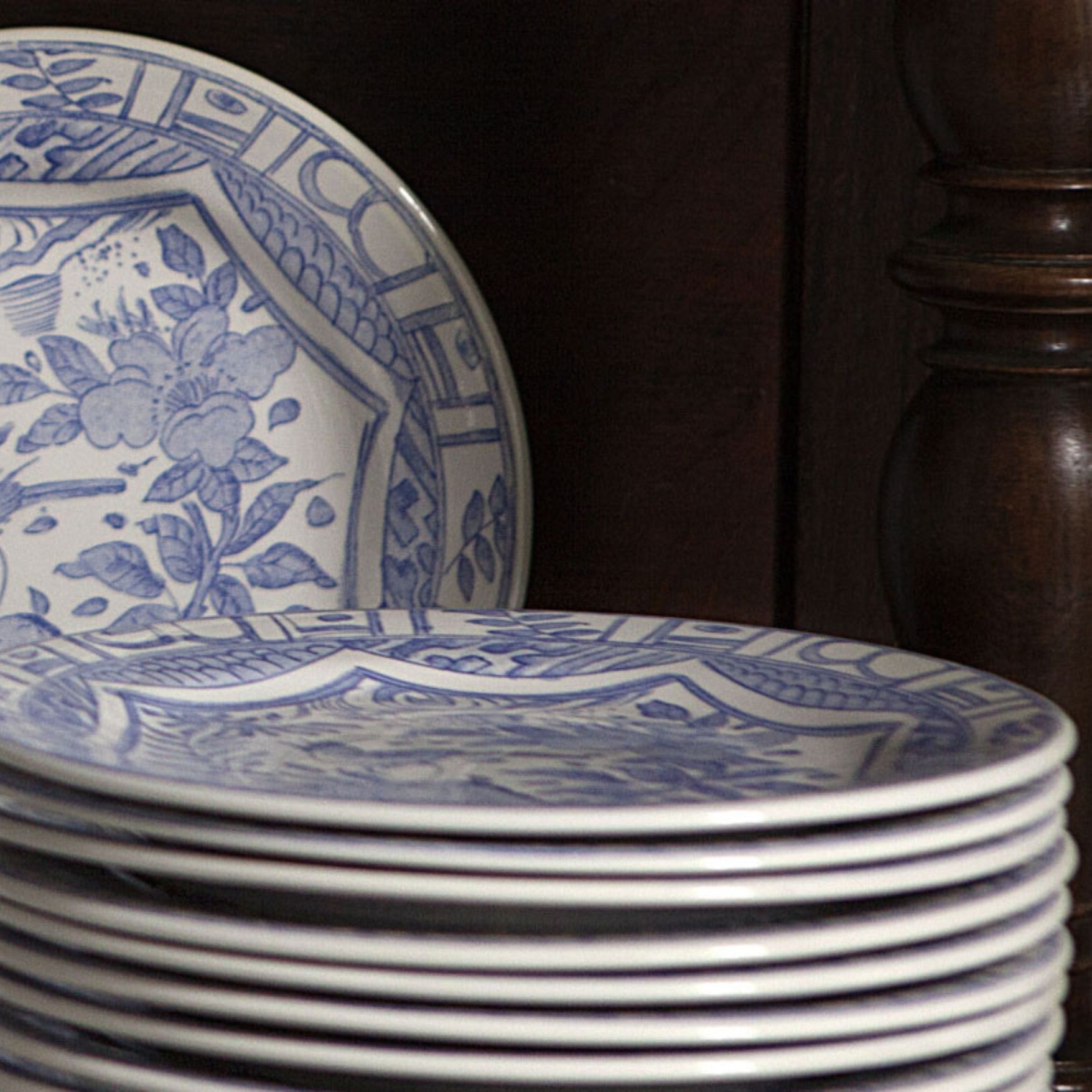 Gien, Oiseau Bleu, Canape plates, set of 4