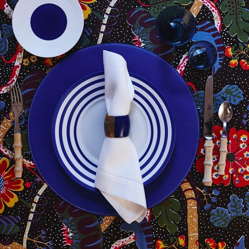 Von Gern Home, Napkin rings, Horn & lacquer napkin ring, blue horn