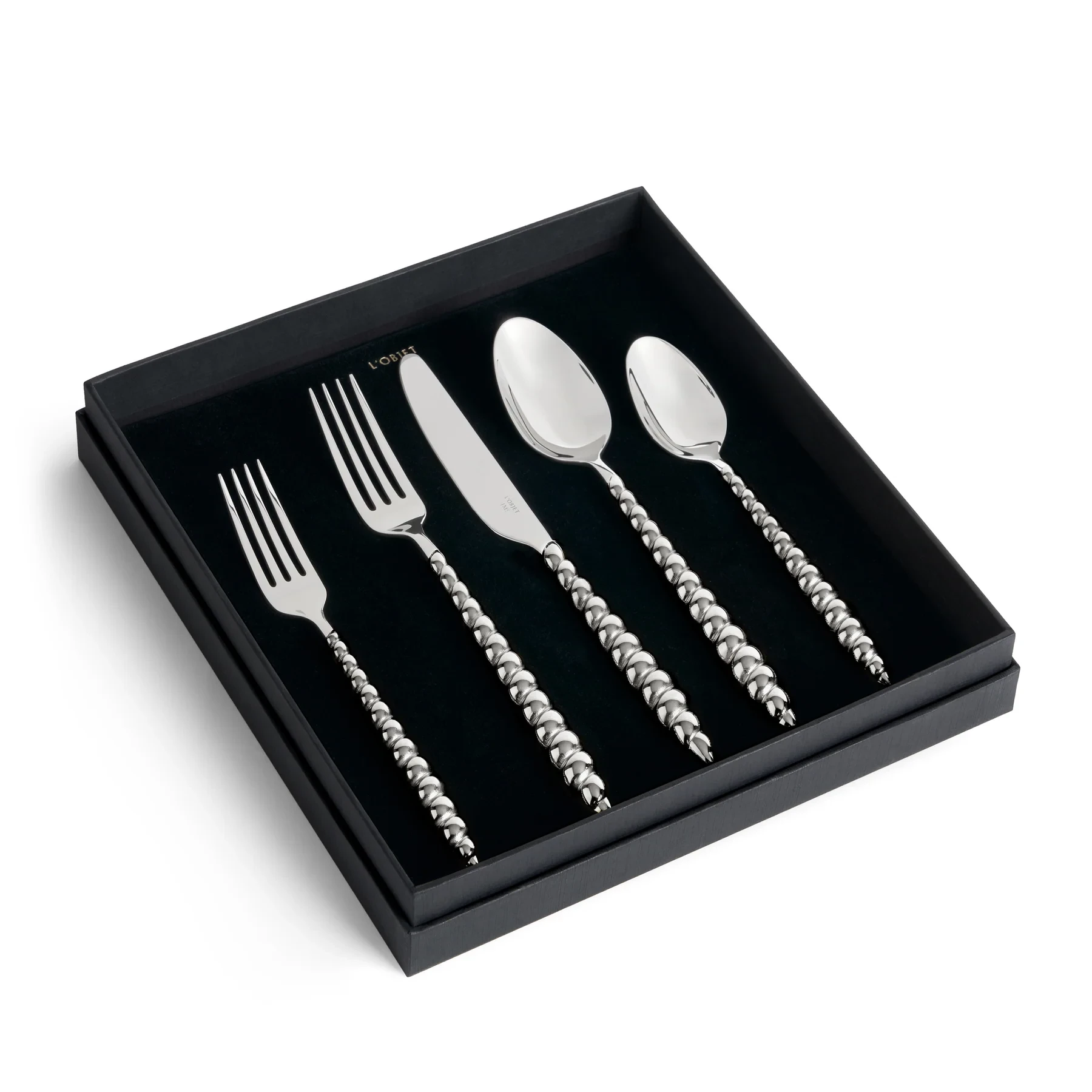 L'Objet, Homeware Collection by Jessica McCormack, Flatware set for 1 person, 5 pieces, silver