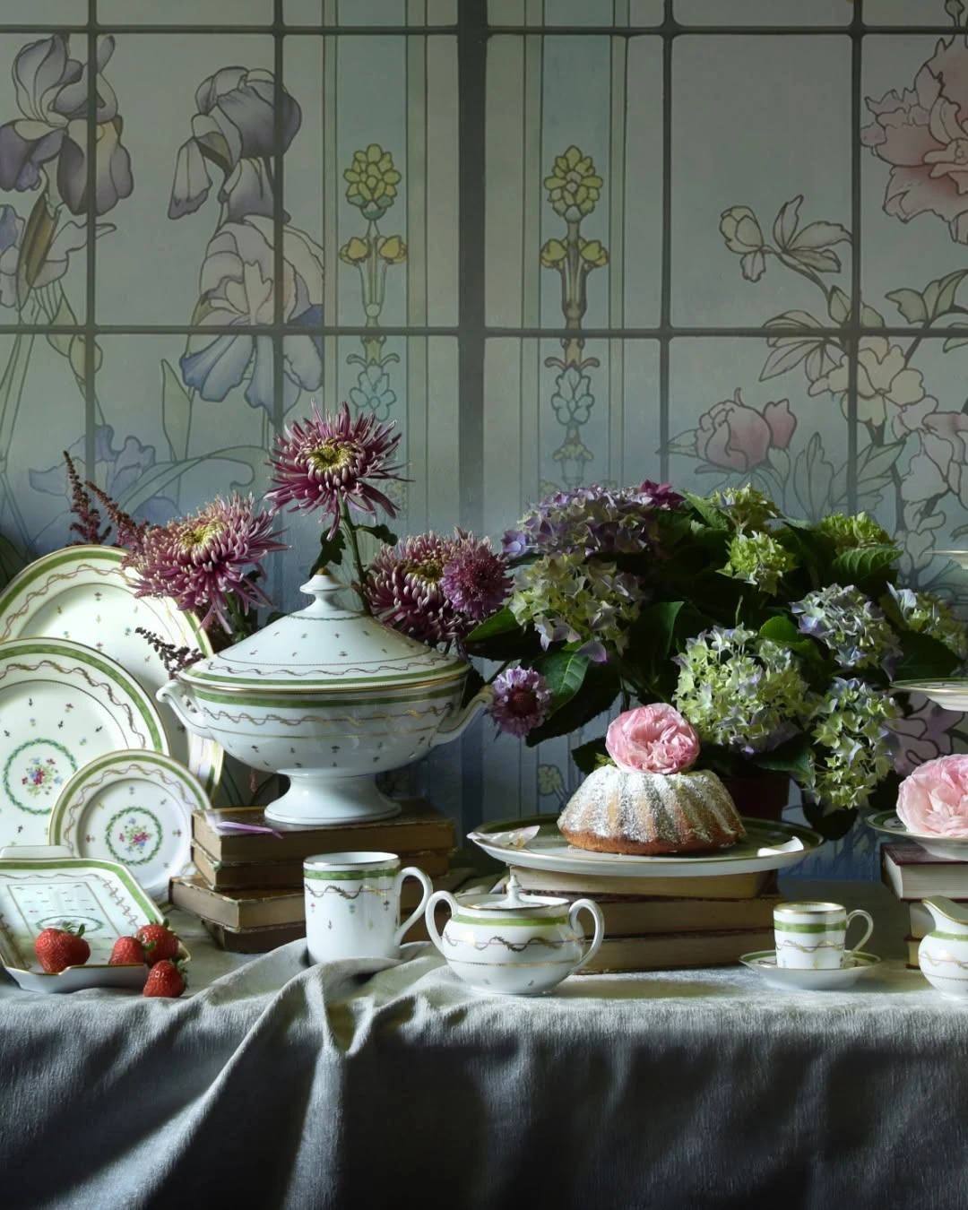 Haviland, Vieux Paris green, Chinese tea cup and saucer