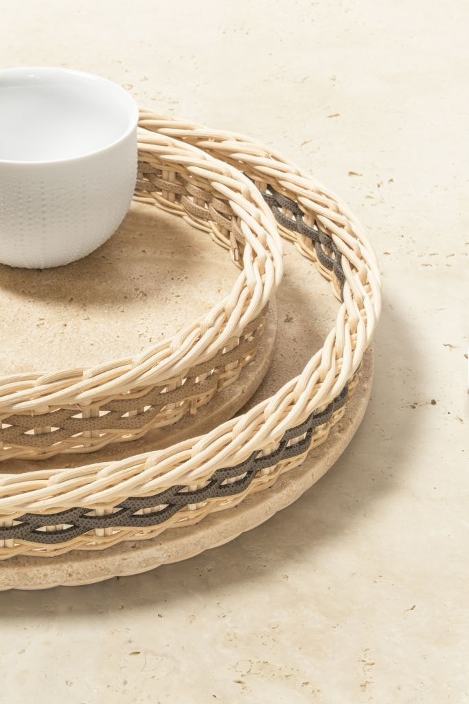 Pigment France, Orsay travertine trays, Round tray, small