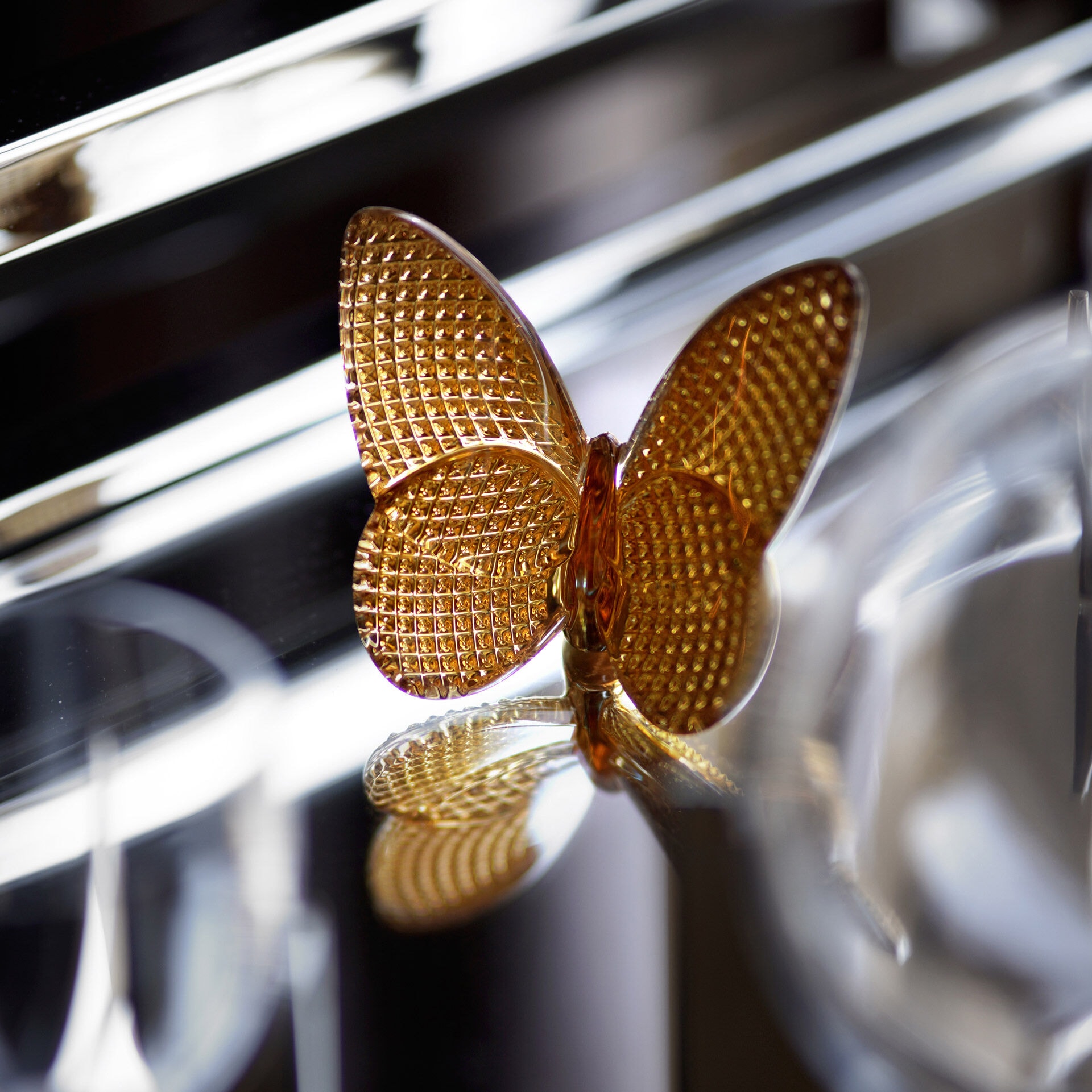 Baccarat, Lucky Butterflies, Butterfly sculpture, diamond gold