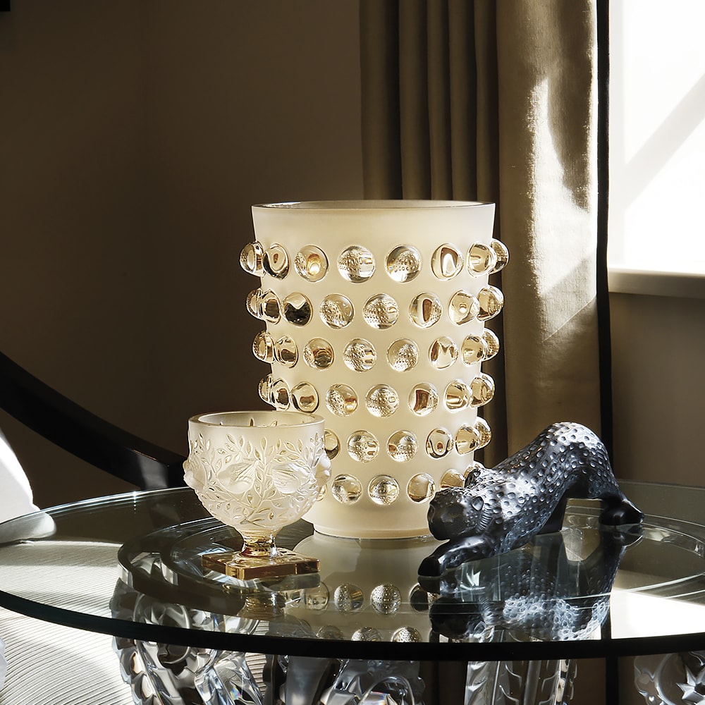 Lalique, Mossi vases, Xxl vase, gold luster