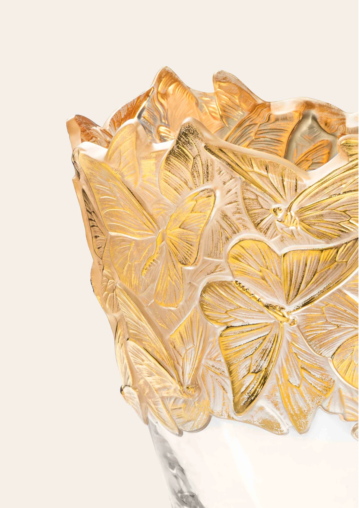 Lalique, Papillons, Large vase, gold stamped