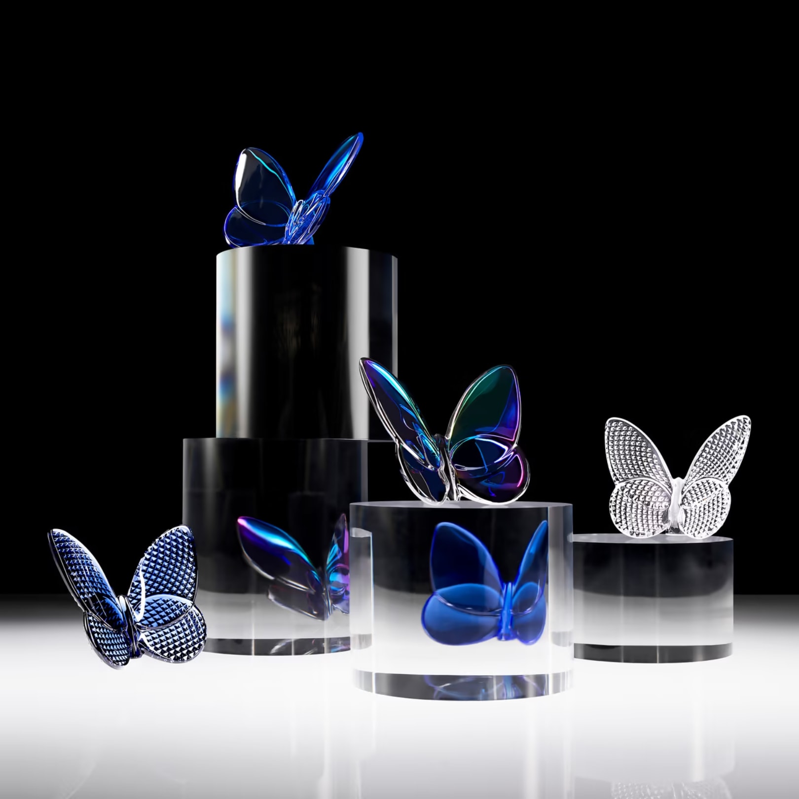 Baccarat, Lucky Butterflies, Butterfly sculpture, midnight blue