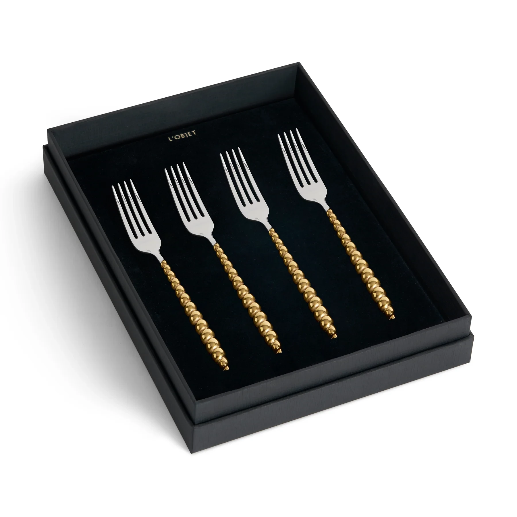 L'Objet, Homeware Collection by Jessica McCormack, Set of 4 dinner forks, gold