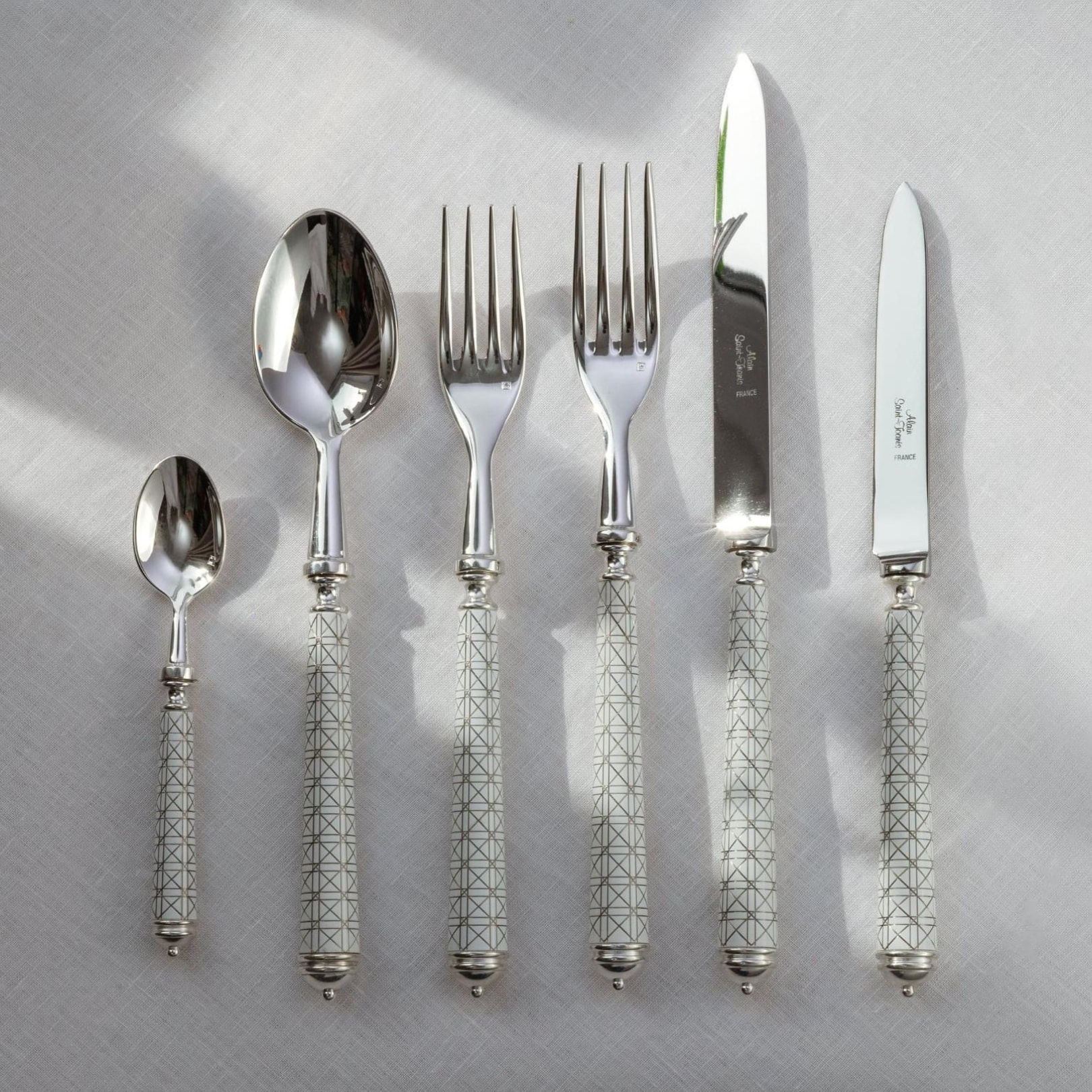 Alain Saint-Joanis, Croisette White, Flatware set for 1 person (4 pieces)