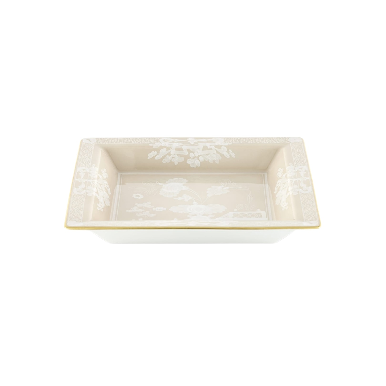 Ginori 1735, Oriente Italiano Castagna & Meringa, Square change tray large, meringa