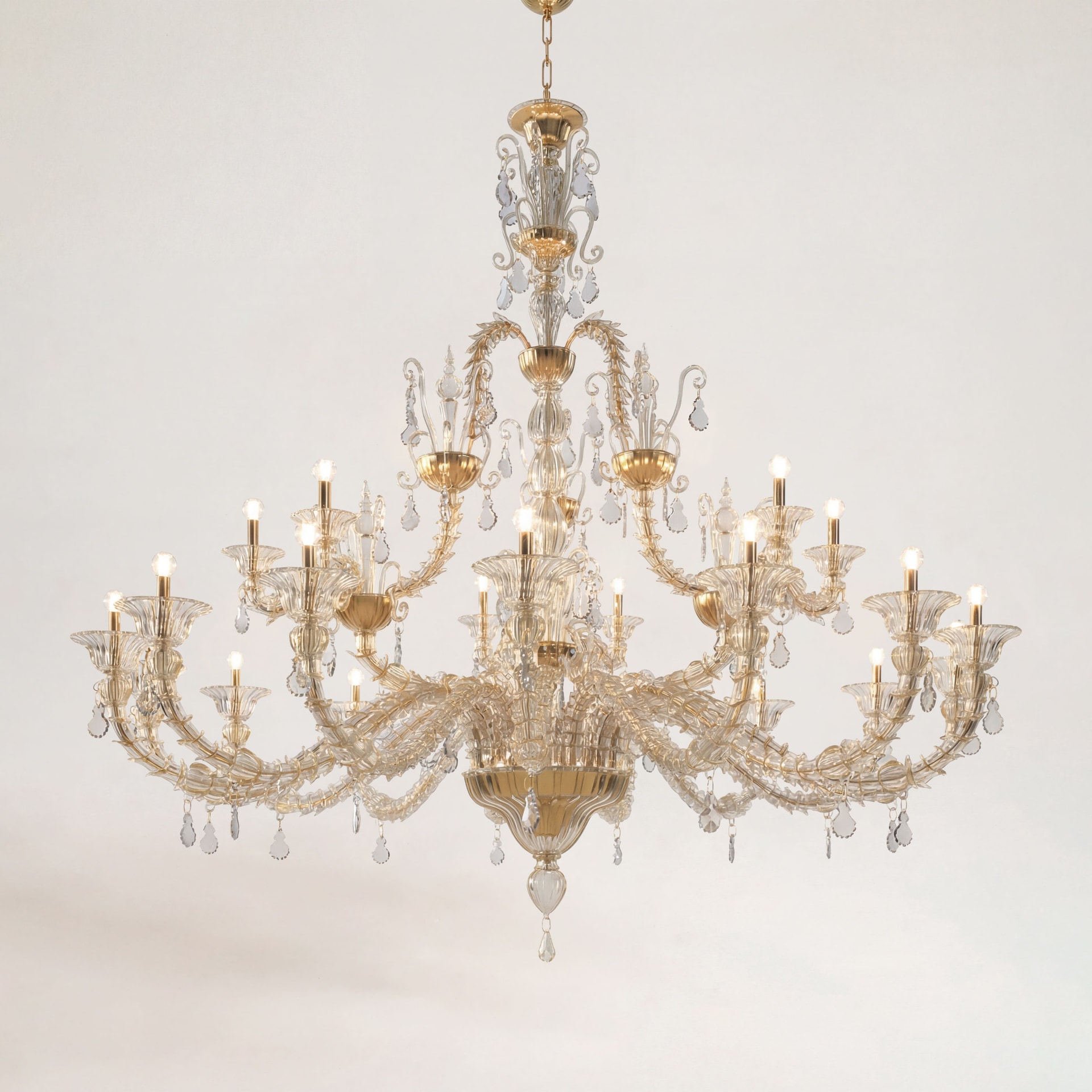 Venini, Art Light, Diamantei chandelier, gold leaf